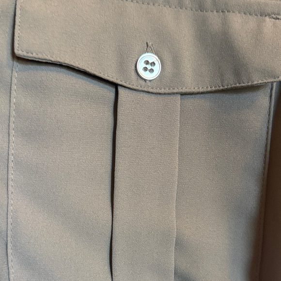 New York & Company Olive Button Down Shirt - Picture 2 of 9